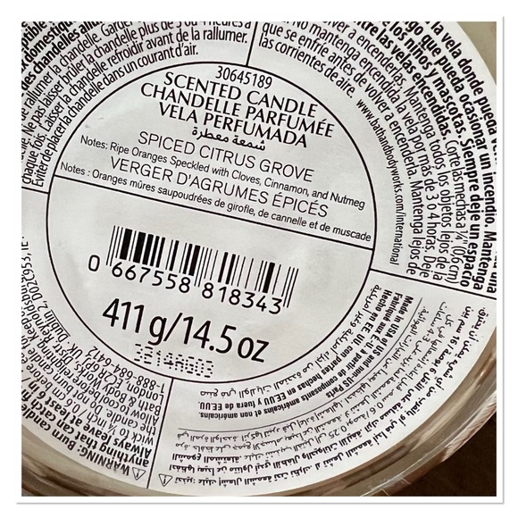 BATH & BODY WORKS "Spiced Citrus Grove" 3 Wick Candle 🆕 - Picture 5 of 8